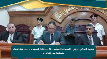 تنفيذ الحكم اليوم.. السجن المشدد 10 سنوات لسيدة بالشرقية لقتل طفلها فور الولادة